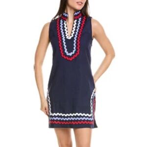 Sail to Sable Navy Tunic Dress with Red & White Ric Rac Trim size medium